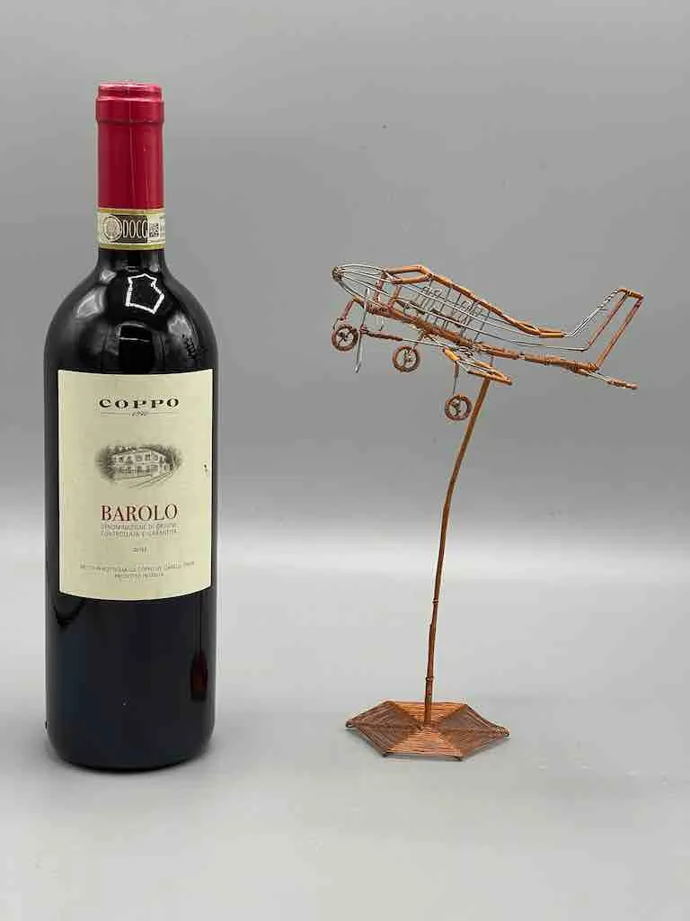 African Recycled Copper Wire Toy Airplane in Flight - Niger