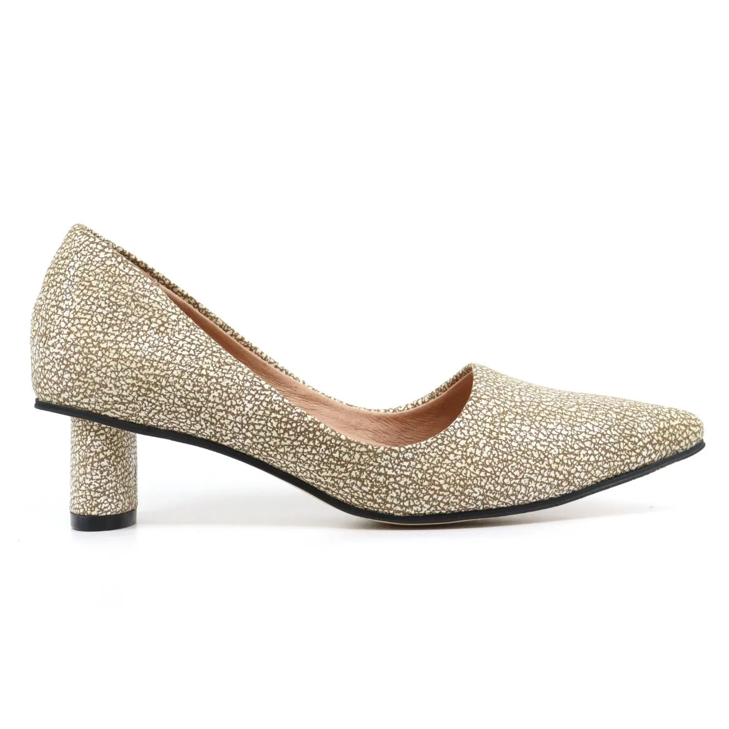 All Black - WOMEN OVAL KITTEN PUMP