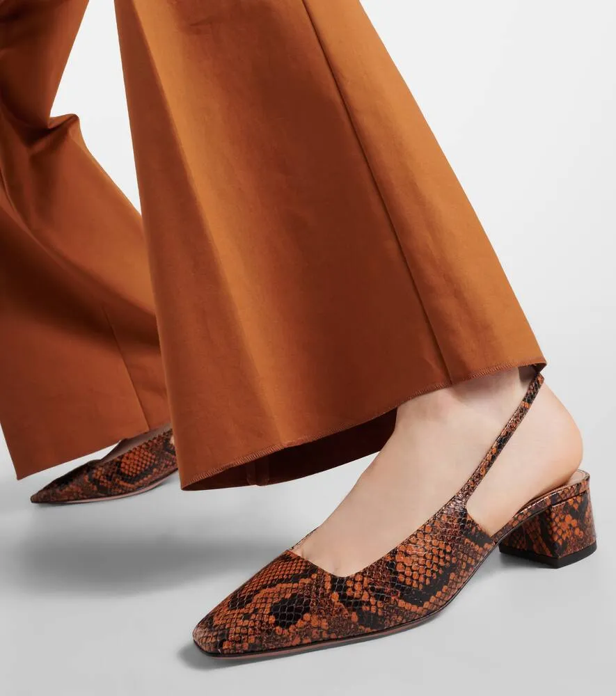 Aquazzura Ginza 35 snake-effect leather slingback pumps