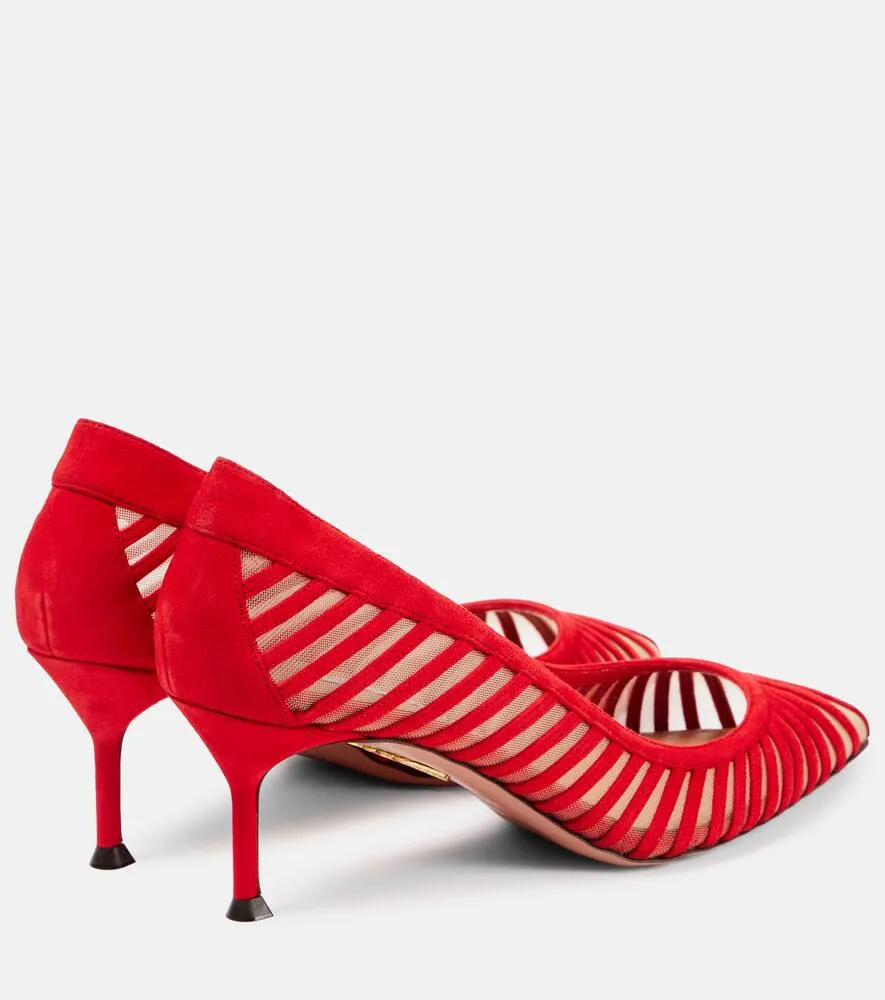 Aquazzura Passions 65 suede and mesh pumps