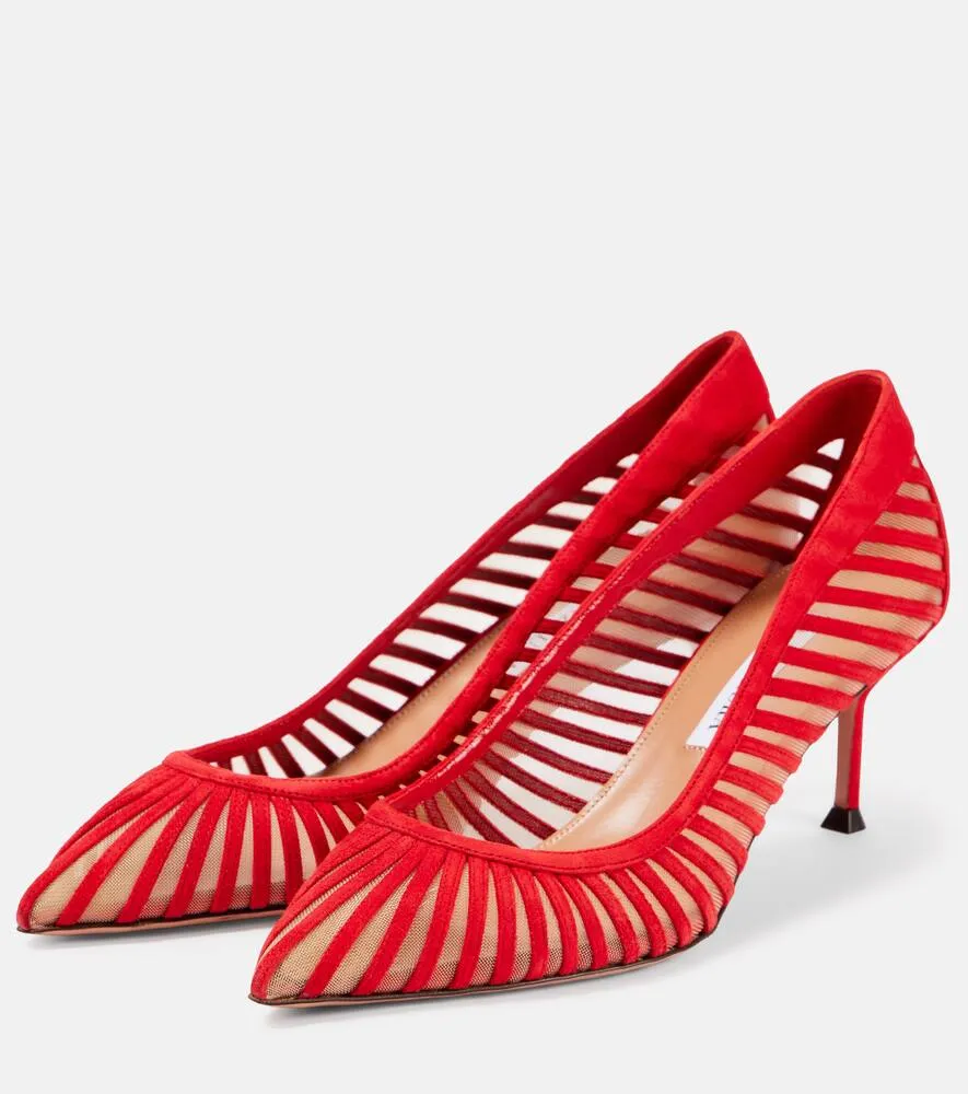Aquazzura Passions 65 suede and mesh pumps