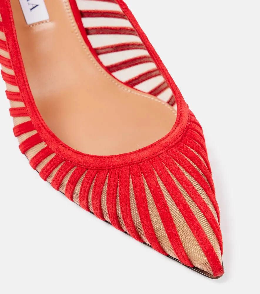 Aquazzura Passions 65 suede and mesh pumps