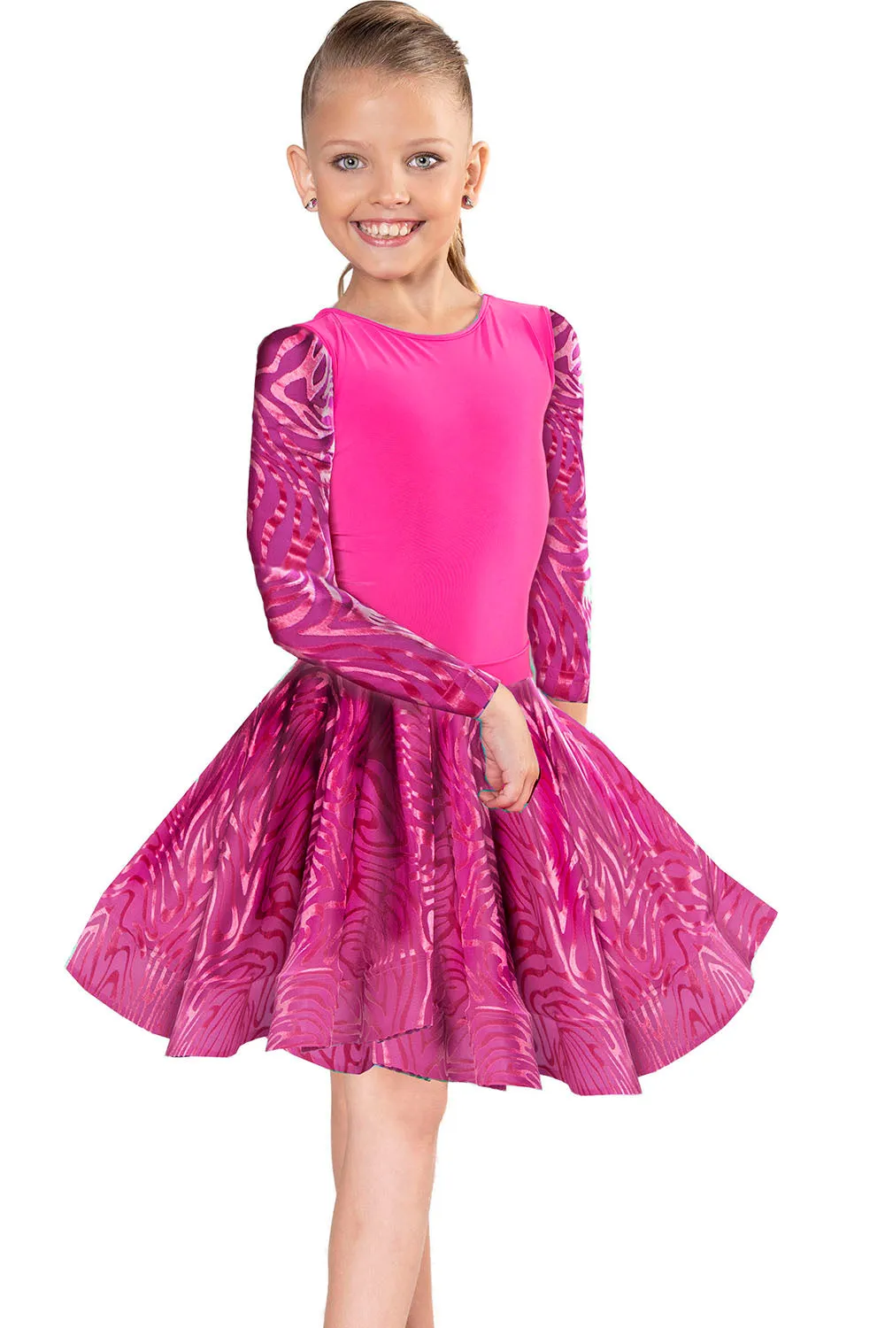 Dance America JR-S1 Girls Regulation Lace, Mesh, or Burnout Velvet Latin Dance Skirt with Adjustable Back Bow in Stock