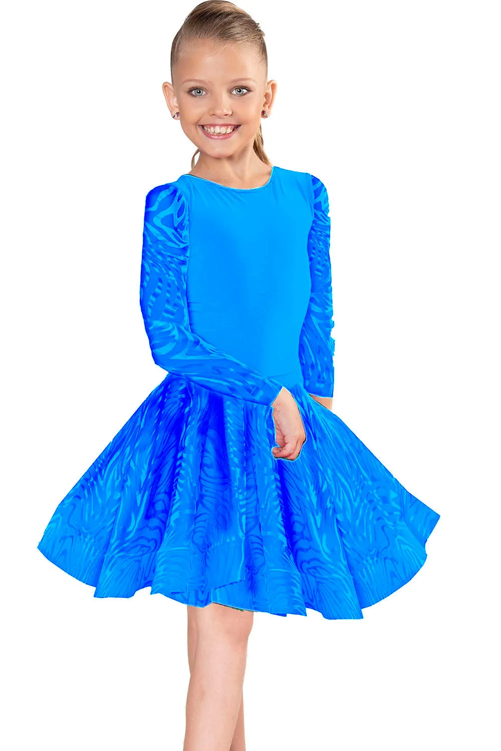 Dance America JR-S1 Girls Regulation Lace, Mesh, or Burnout Velvet Latin Dance Skirt with Adjustable Back Bow in Stock