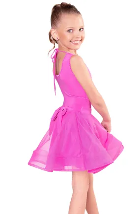 Dance America JR-S1 Girls Regulation Lace, Mesh, or Burnout Velvet Latin Dance Skirt with Adjustable Back Bow in Stock