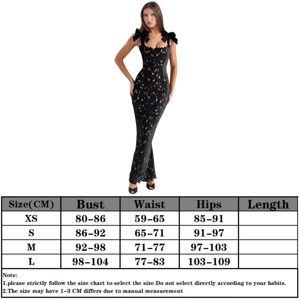 Sexy Bows Lace Maxi Dress For Women Fashion Sleeveless Backless Bodycon Birthday Club Party Long Dress