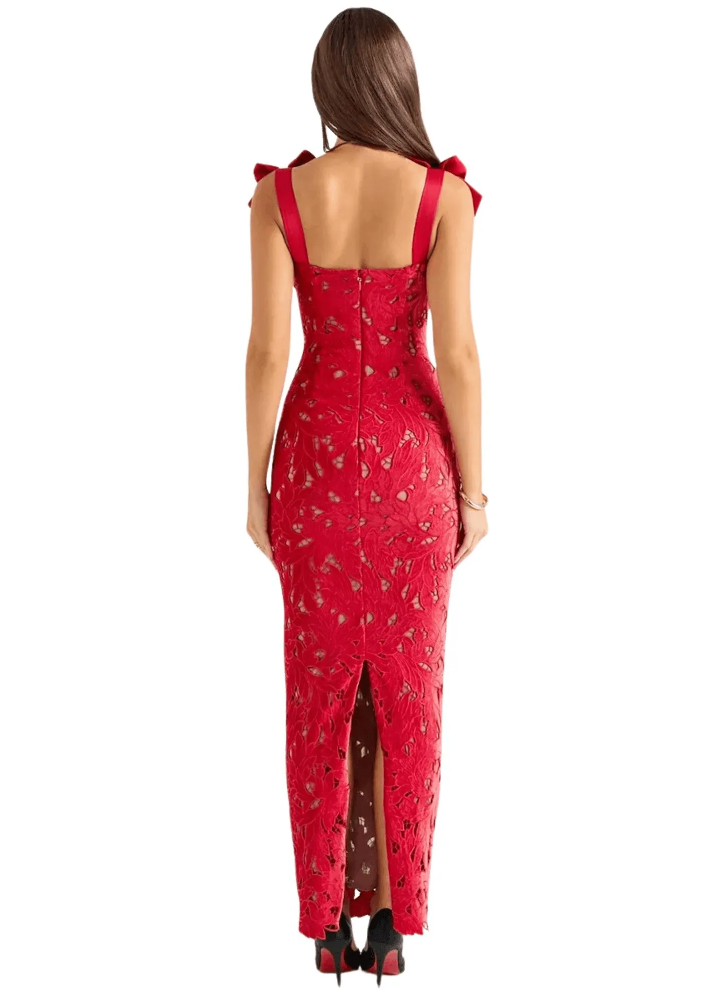 Sexy Bows Lace Maxi Dress For Women Fashion Sleeveless Backless Bodycon Birthday Club Party Long Dress