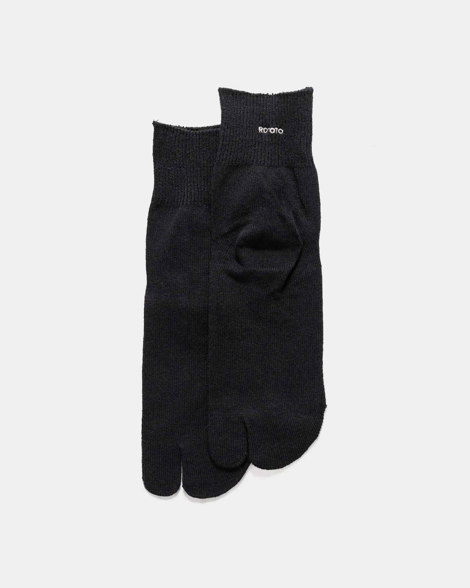 Washi/Recycled Cotton Tabi Ankle Socks Black